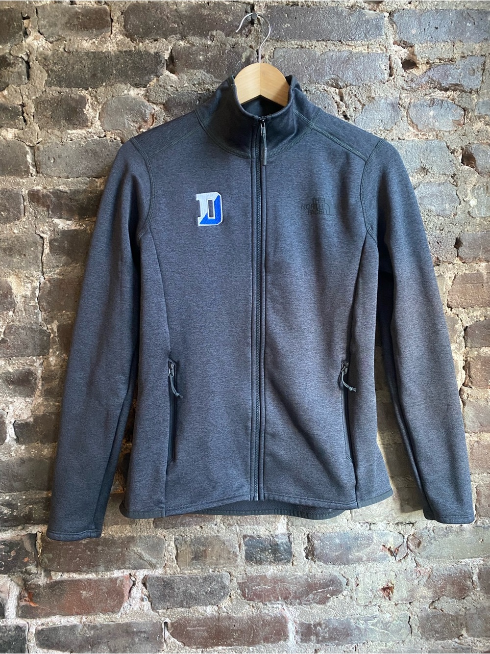 The North Face Womens Gray Full Zip Fleece Jacket with Duke Logo Long Sleeve
